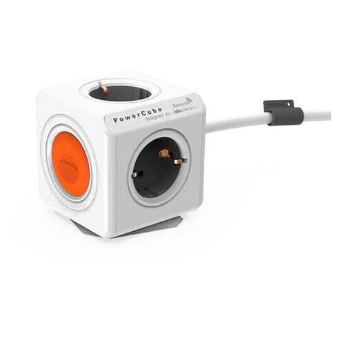 Удлинитель Allocacoc PowerCube Remote 1512/EUEXRM, 4 розетки, 1,5 м, White/Orange в Ситилинк